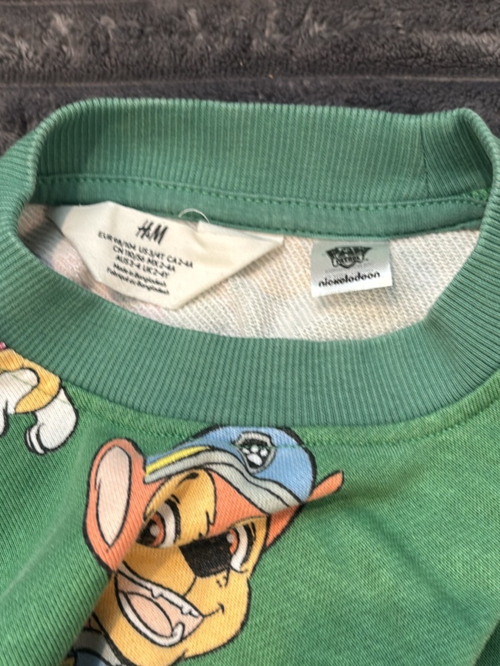 H&M Green Kids Sweatshirt with Cartoon Face Print paw patrol